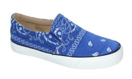 12 Wholesale Women's Classic Closed Toe Slip On Low Top Fashion Sneaker Casual Loafer In Blue