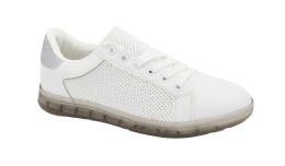 12 Wholesale Women Sneakers White / Grey Size 6 - 10 Assorted
