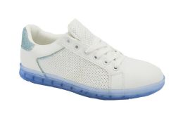 12 Wholesale Women Sneakers White / Blue Size 5 - 10 Assorted