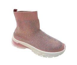 12 Pairs Women's Walking Athletic Shoes Breathable Knit Slip On Sneakers In Pink - Women's Sneakers