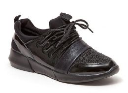 12 Wholesale Women Sneakers Black Size 5 - 10 Assorted