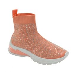 12 Pairs Women's Walking Athletic Shoes Breathable Knit Slip On Sneakers In Orange - Women's Sneakers