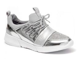12 Wholesale Women Sneakers Silver Size 6 - 10 Assorted