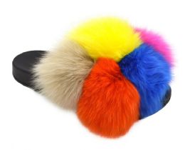 12 Pairs Women's Fur Slides Slippers For Women Open Toe Furry Fluffy Slides Slippers In Multi Color - Women's Slippers