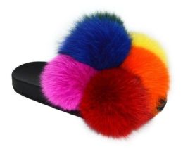 12 Wholesale Women's Fur Slides Slippers For Women Open Toe Furry Fluffy Slides Slippers In Multi Color