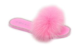 12 Wholesale Women's Fur Slides Slippers For Women Open Toe Furry Fluffy Slides Slippers In Pink