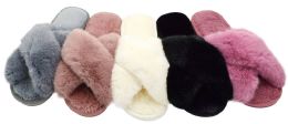 36 Wholesale Womens Cozy House Slippers For Women For Indoor And Outdoor Fuzzy Slippers With Cross Band