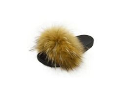 18 Wholesale Girls Faux Fur Fuzzy Comfy Soft Plush Open Toe Indoor Outdoor Spa Bedroom Slipper In Brown