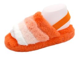 12 Wholesale Women's Fluff Slide Slipper With Elastic Band Open Toe Slippers In Lava Multi Colored
