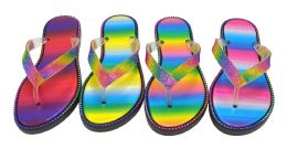 48 Wholesale Women Thong Sandals Open Toe Slip On Sandal With Glitter Rhinestone Accents On Strap
