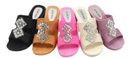 48 Wholesale Women's Rhinestone Slide Sandal