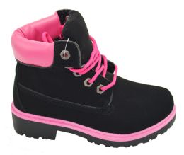 12 pairs Girls Boots Assorted Size -- Color Bk/fuchsia - Girls Boots