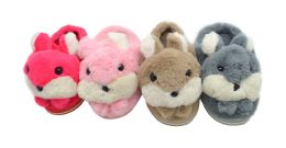 36 Wholesale Girls Fuzzy Slippers Bunny Fluffy Sandals Cute Warm Cozy Plush Slip On Kids House Slippers