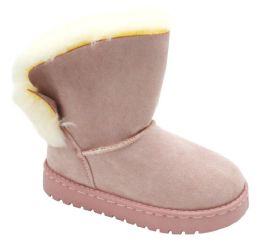 12 Wholesale Girls Toddler Little Kid Warm Fur Winter Ankle Boot In Pink