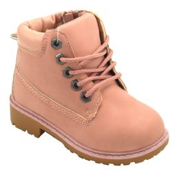12 Pairs Girls Snow Boots Comfortable Outdoor Anti Slip Ankle Boots Suede Warm Booties Lace Up In Pink - Girls Boots
