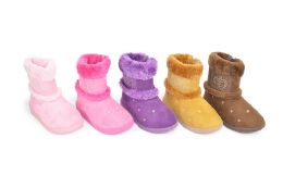 48 Bulk Girls Toddler Little Kid Warm Fur Winter Ankle Flat Boot