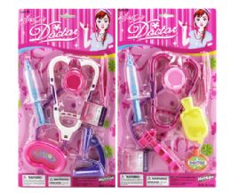 72 Pieces 2 Assorted 7 Piece Pink Doctor Play Set With Statoscope On Card - Girls Toys