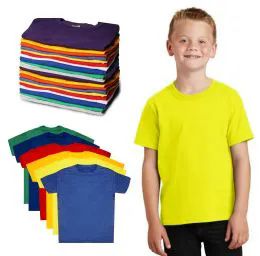 72 pieces Kids Unisex Cotton Crew Neck T-Shirts, Assorted Sizes And Colors, Ages 4-12 - Kids Clothes Donation