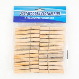 36 Bulk Clothespins Wooden 24ct 7-Coil