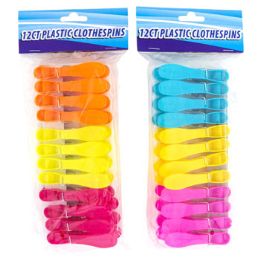 48 Wholesale Clothespins Plastic 12ct