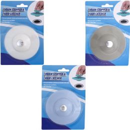 24 Wholesale Drain Stopper/hair Trap Combo 16white/4ea Grey & Blue 3.94in Dia Cleaning Blc