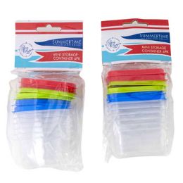 48 Wholesale Storage Container Mini 6pk 2.5oz Red/green/blue Square Or Round Stacked Lids/bases Pbh