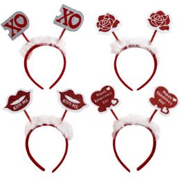 24 pieces Headband Valentine 4ast W/glittr - Headbands