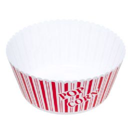 48 pieces Popcorn Bowl Round Red/whitestriped 10.25d X 4.75h In Pdq - Plastic Bowls and Plates