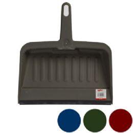 24 pieces Dust Pan W/rubber Lip 12in Heavy Duty 4 Colors - Dust Pans