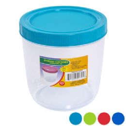 48 Wholesale Food Storage Container Round Screw Top Lid 1.75qt 4 Color Lids/clear Bottom #star 1750