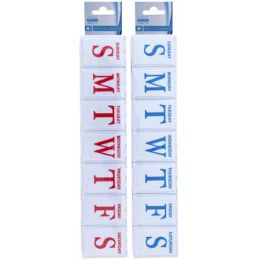 48 pieces Pill Organizer Jumbo Weekly 2ast 11x2x1.25in White Case W/red Or Blue Letters Hba/hdr - Pill Boxes and Accesories
