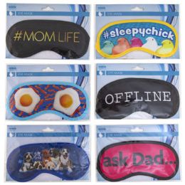 48 pieces Eye Mask Satin 6ast Designs - Personal Care Items