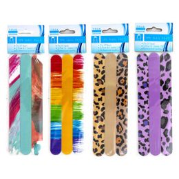 48 pieces Nail File 3pk 2print/1solid Clr - Manicure and Pedicure Items