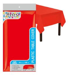 48 Bulk Heavy Duty Plastic Table Cover In Red 54x108