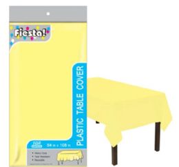 48 Pieces Heavy Duty Plastic Table Cover In Yellow 54x108 - Table Cloth