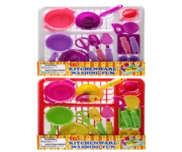 12 Pieces 16 Pieces Dish Washing Fun In Open Box 2 Assorted - Girls Toys