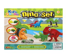 12 Bulk Kid's Dough Dino Set In Printed Box