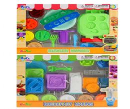 12 Pieces Kids Dough Breakfast Burger Making 2 Assorted - Clay & Play Dough