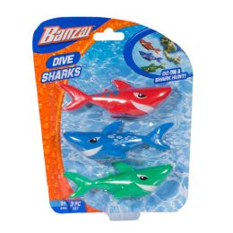 12 Wholesale 3 Pack Dive Sharks On Blister Card