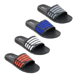 48 Pairs Men's Stripe Slide - Men's Flip Flops and Sandals