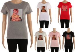 48 Pieces Womens Short Sleeve Crewneck Shirts Loose Casual Tee Printed Paris - Womens Fashion Tops