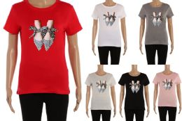 48 Pieces Womens Printed T Shirt Casual Summer Short Sleeve Graphic Tees - Womens Fashion Tops