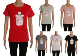 48 Pieces Womens Perfume Printed T Shirt Casual Summer Short Sleeve Graphic Tees - Womens Fashion Tops