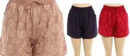 48 Pieces Womens Summer Shorts Printed Elastic Waist Pocketed Casual Pants - Womens Shorts