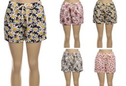 48 Wholesale Womens Casual Shorts Comfy Elastic Waist Drawstring Pocket Shorts Pants