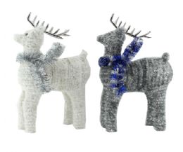 12 Pieces Deer 3d White And Silver Assorted - Christmas Decorations