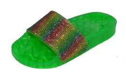 12 Wholesale Jelly Slippers For Women In Green Size 6-10
