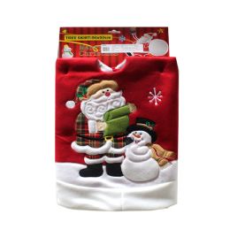 24 Bulk Red Fleece Tree Skirt With Santa And Snowman