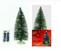 12 of 30cm Small Christmas Tree 2m 20 Led Light In Pvc Box Green