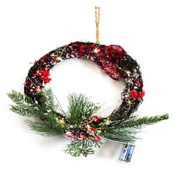 24 Bulk Christmas Decoration10 Inch Wreath With Led Light In Pp Bag